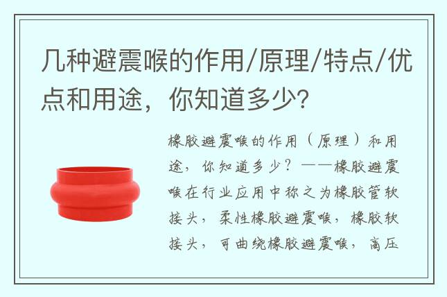 幾種避震喉的作用/原理/特點/優(yōu)點和用途，你知道多少？